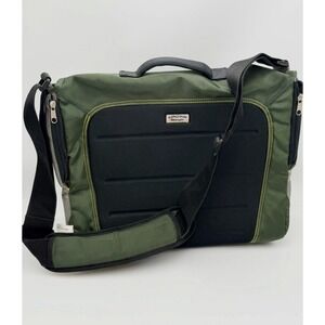 Kensington Contour Laptop Messenger Bag Green Black Padded Tech Case